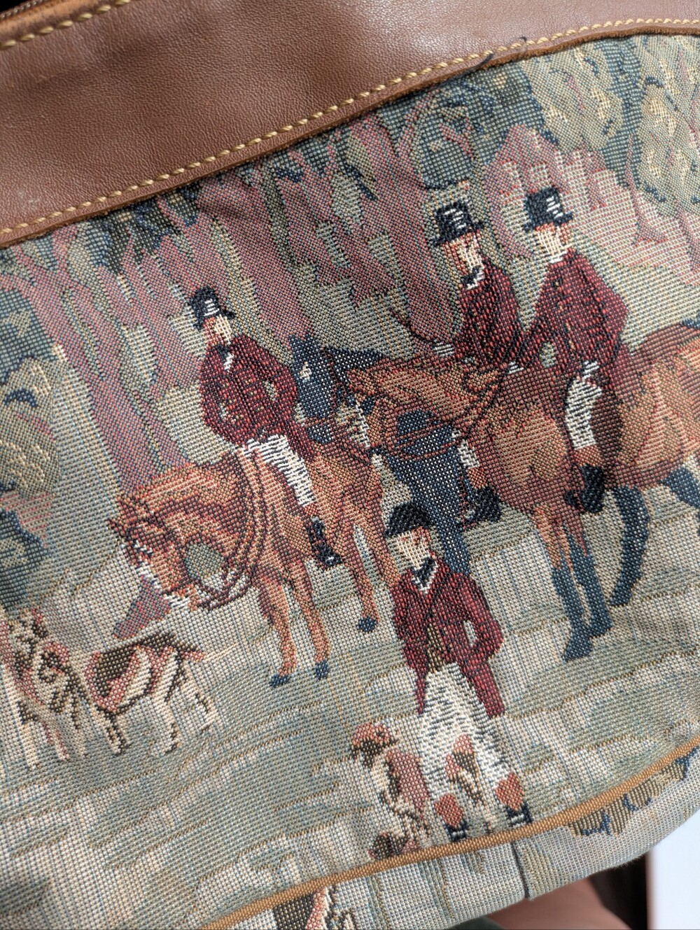Vintage EQUESTRIAN Fox Hunting Tapestry Purse - Picture 2 of 5